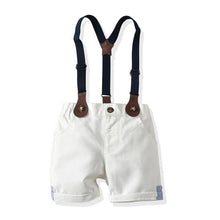 Load image into Gallery viewer, Boys 4PCS Gentleman Bowtie Short Sleeve Overall Set
