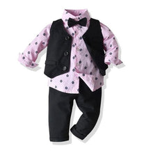 Load image into Gallery viewer, Boys Set Suit Shirt with Bow Tie Vest and Pants
