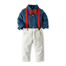 Load image into Gallery viewer, Boys Clothing Set Formal Shirt Top and Suspender Pants
