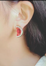 Load image into Gallery viewer, Rhinestone Watermelon Earrings Studs
