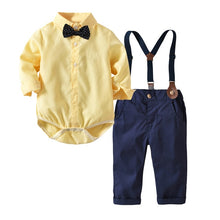 Load image into Gallery viewer, Boys Set Suit Shirt with Bow Tie Vest and Pants
