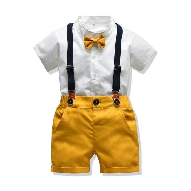 Boys 4PCS Gentleman Bowtie Overall