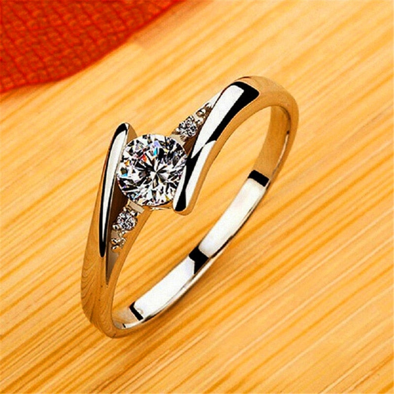 White Gold Plated Wedding Engagement Ring